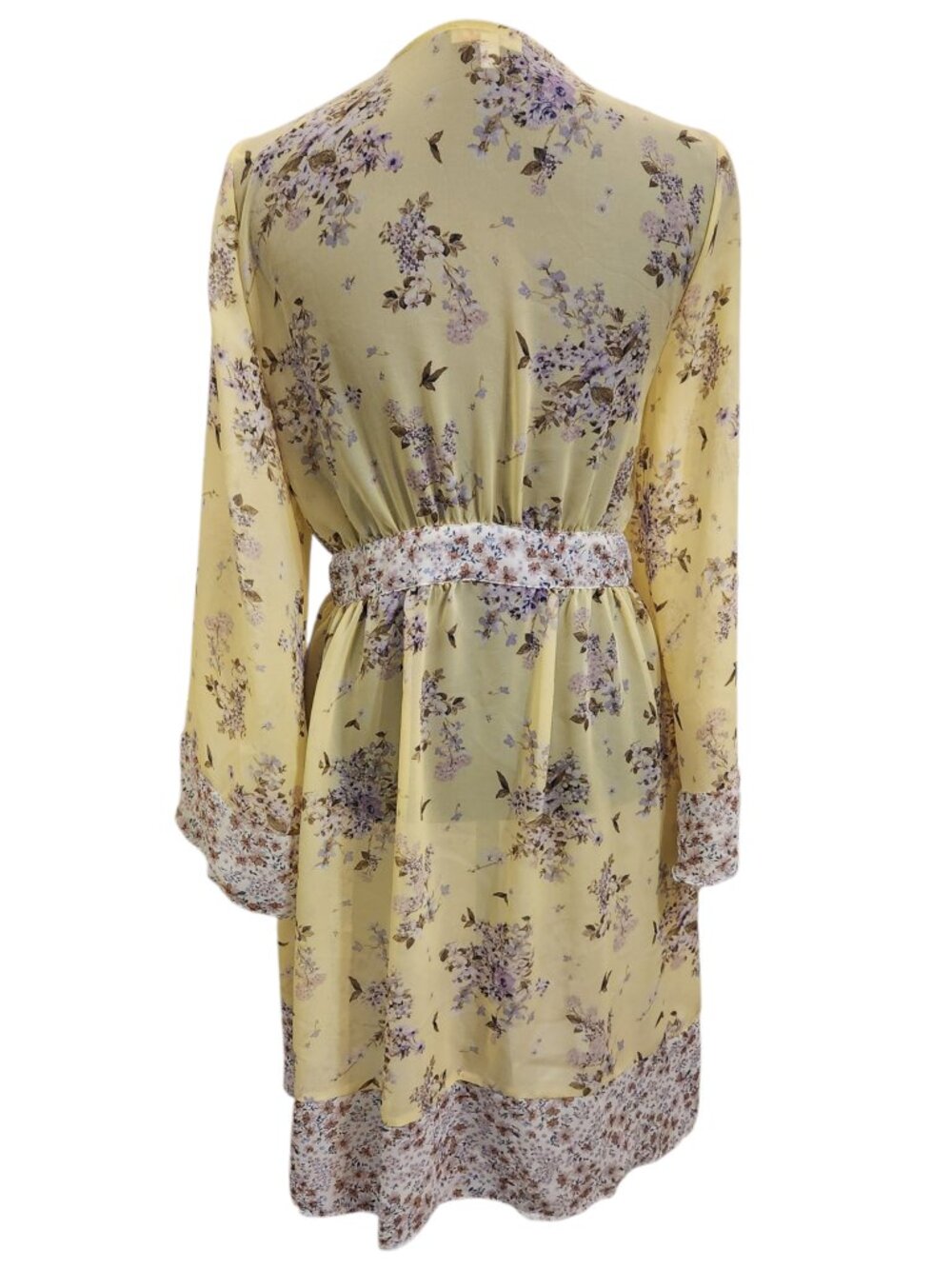 GB‎ Gianni Bini Floral Tie Front Yellow Kimono Size M - Picture 2 of 4